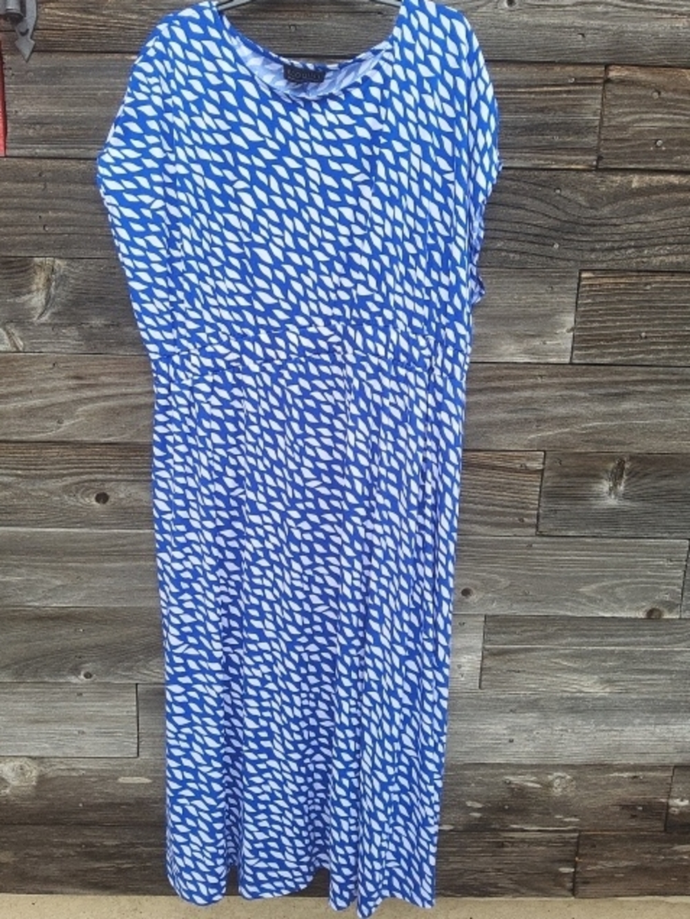 Eloquii Blue and White Geometric Maxi Dress Size 18/ 20